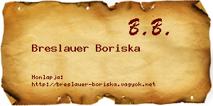 Breslauer Boriska névjegykártya